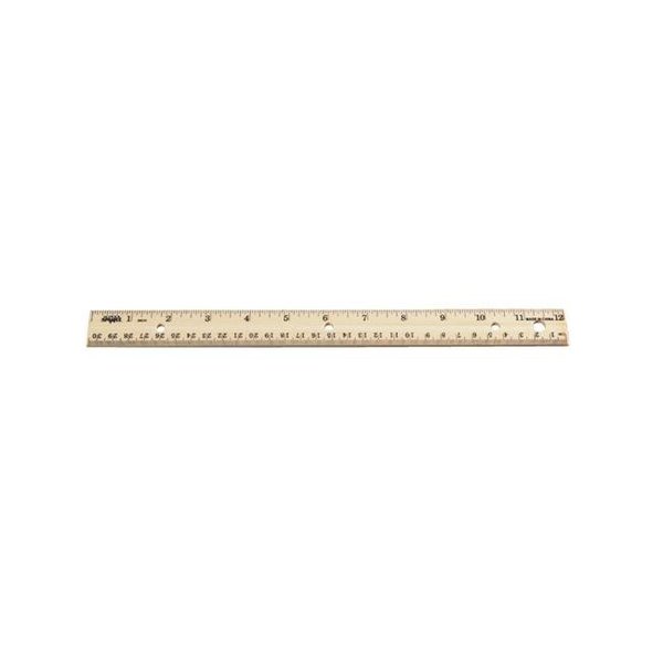 School Smart School Smart 081903 Double Beveled Edge Wood Ruler - Inch And Metric With 3 Hole Punched For Binder; 12 In. L 81903